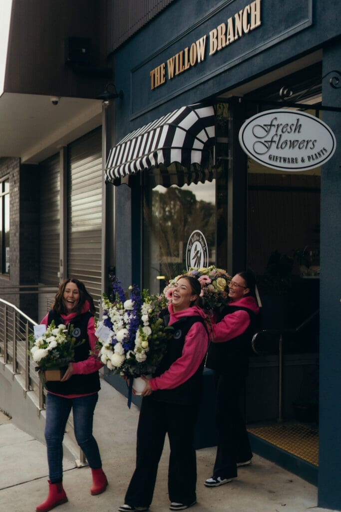 Mim, and her family with fresh flowers delivered all over Gippsland and Melbourne from The Willow Branch. The best florist in Gippsland and Melbourne. Captured by Ebb and Flow Photography