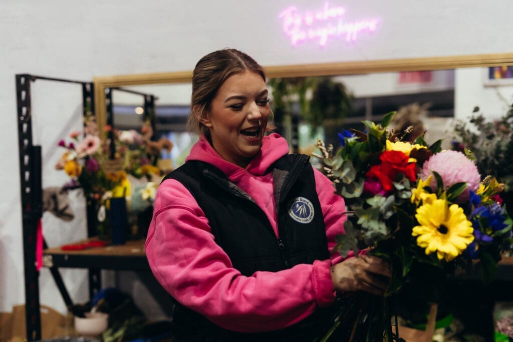 Mim preparing inside the store at The Willow Branch fresh from the market. The best florist in Gippsland and Melbourne. Captured by Ebb and Flow Photography