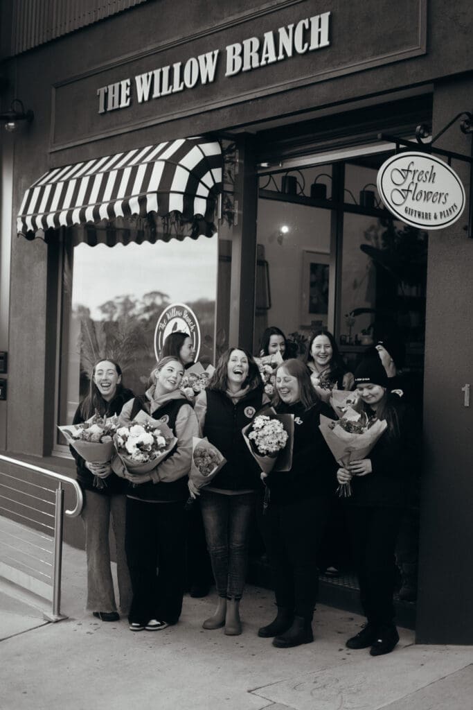 Mim and the team waiting outside the store at The Willow Branch fresh from the market. The best florist in Gippsland and Melbourne. Captured by Ebb and Flow Photography