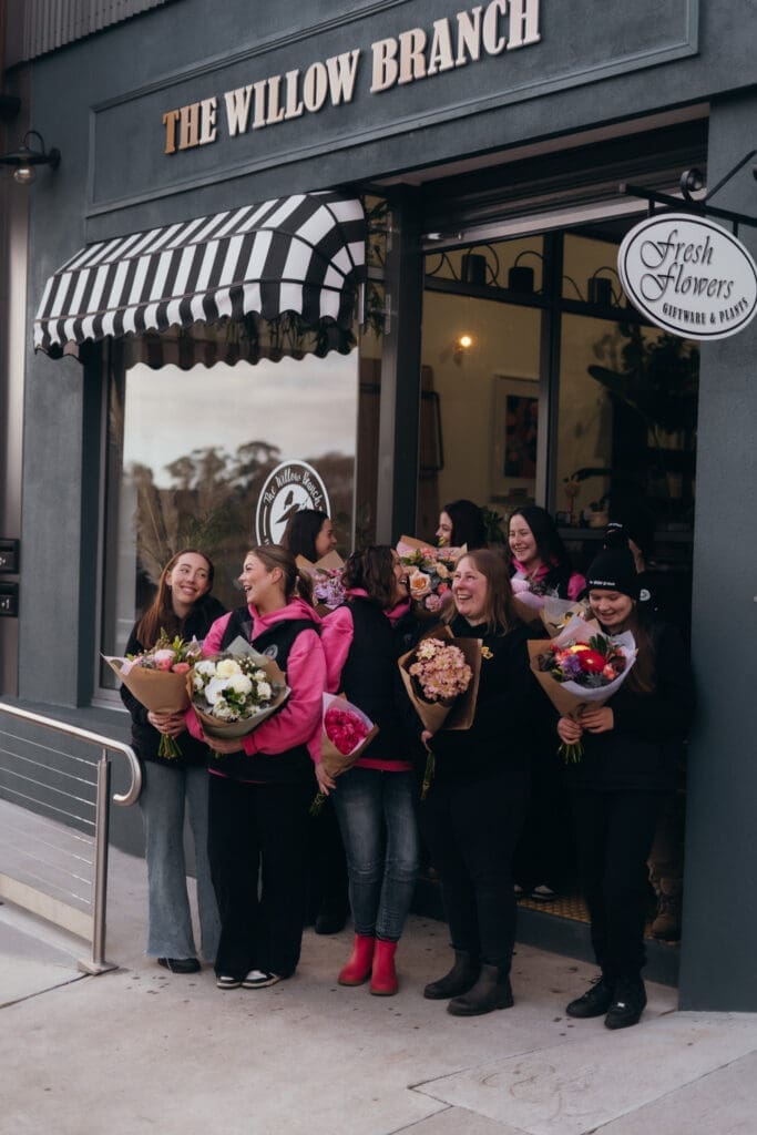 Mim and the team waiting outside the store at The Willow Branch fresh from the market. The best florist in Gippsland and Melbourne. Captured by Ebb and Flow Photography
