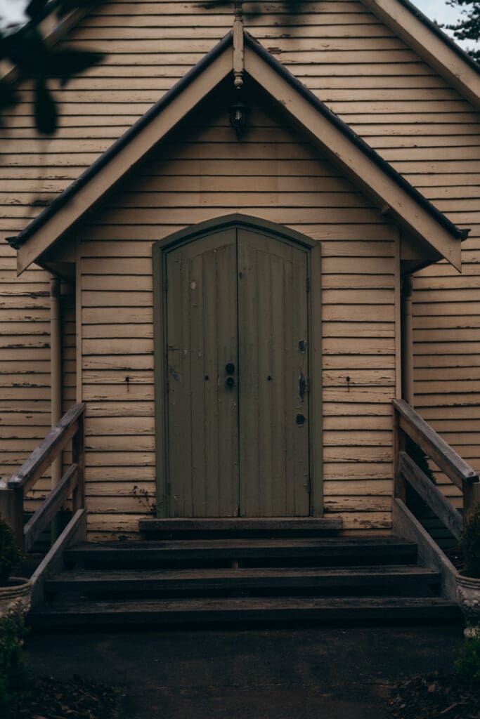 Beautiful historic chapel at Glenfyne Weddings in Gippsland, photo by Ebb and Flow Photography